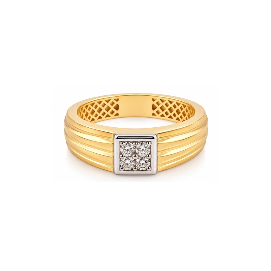 The Monolith Square Diamond Gents Ring