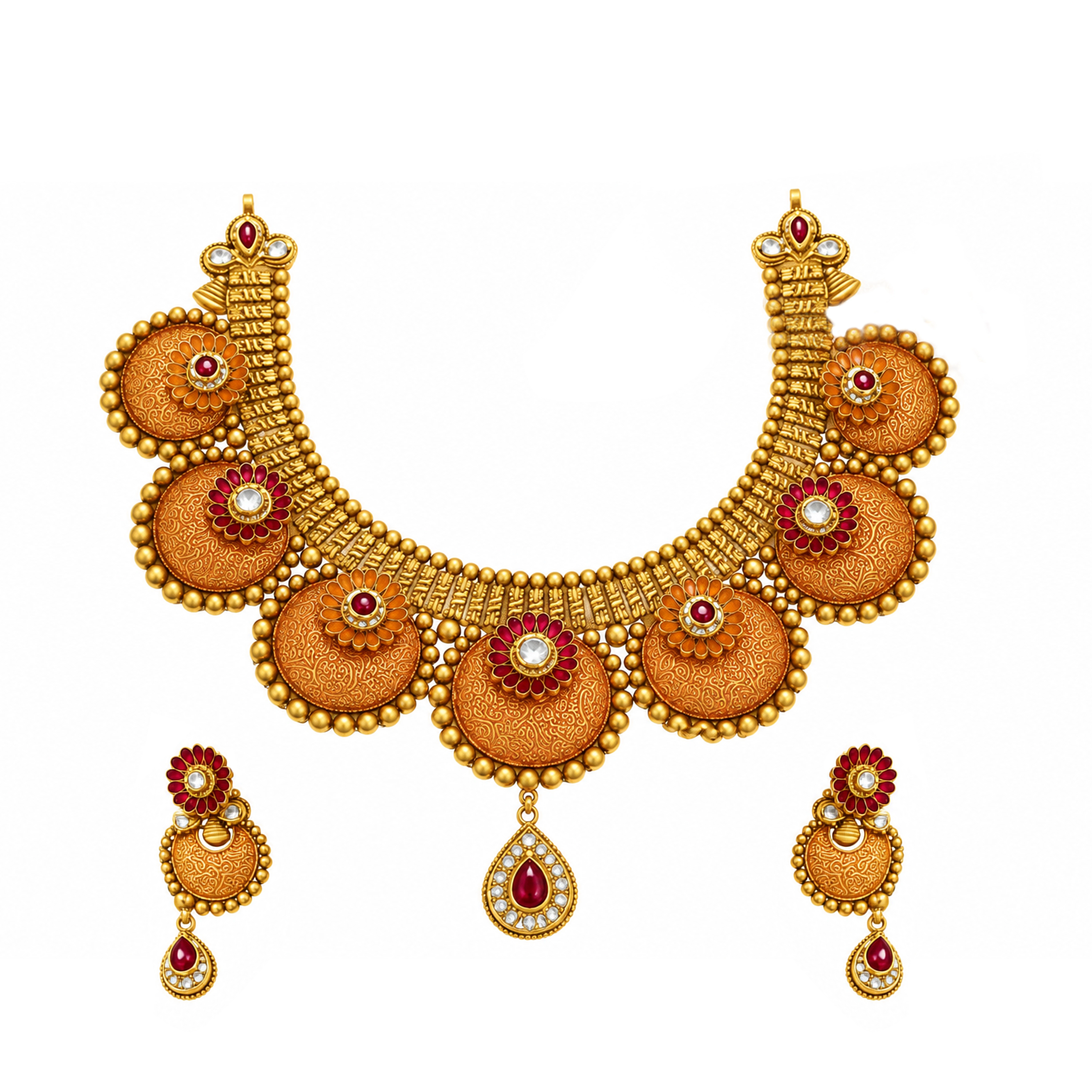 The GSS011010828 Gold Short Necklace Set