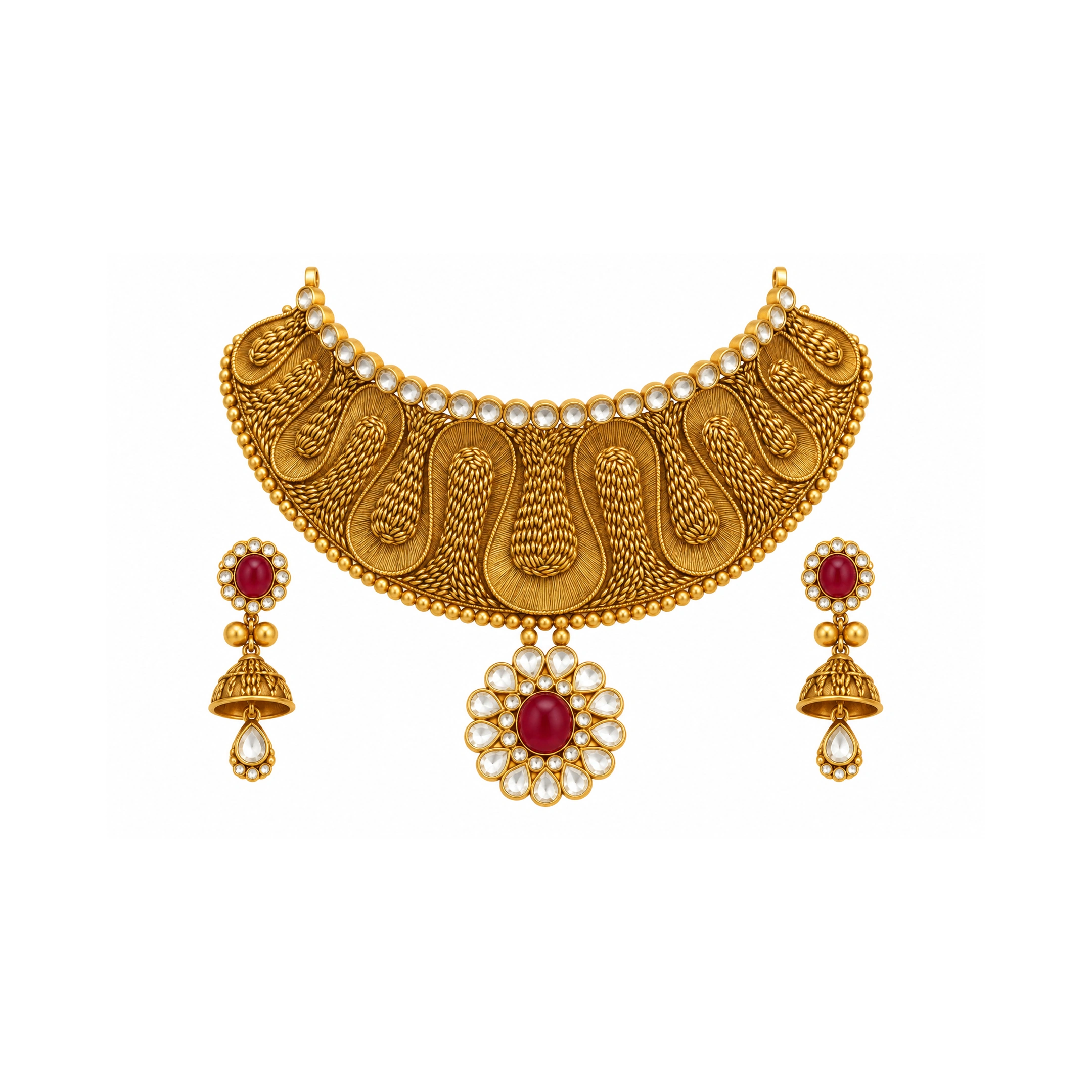 The GSS023610029 Gold Short Necklace Set