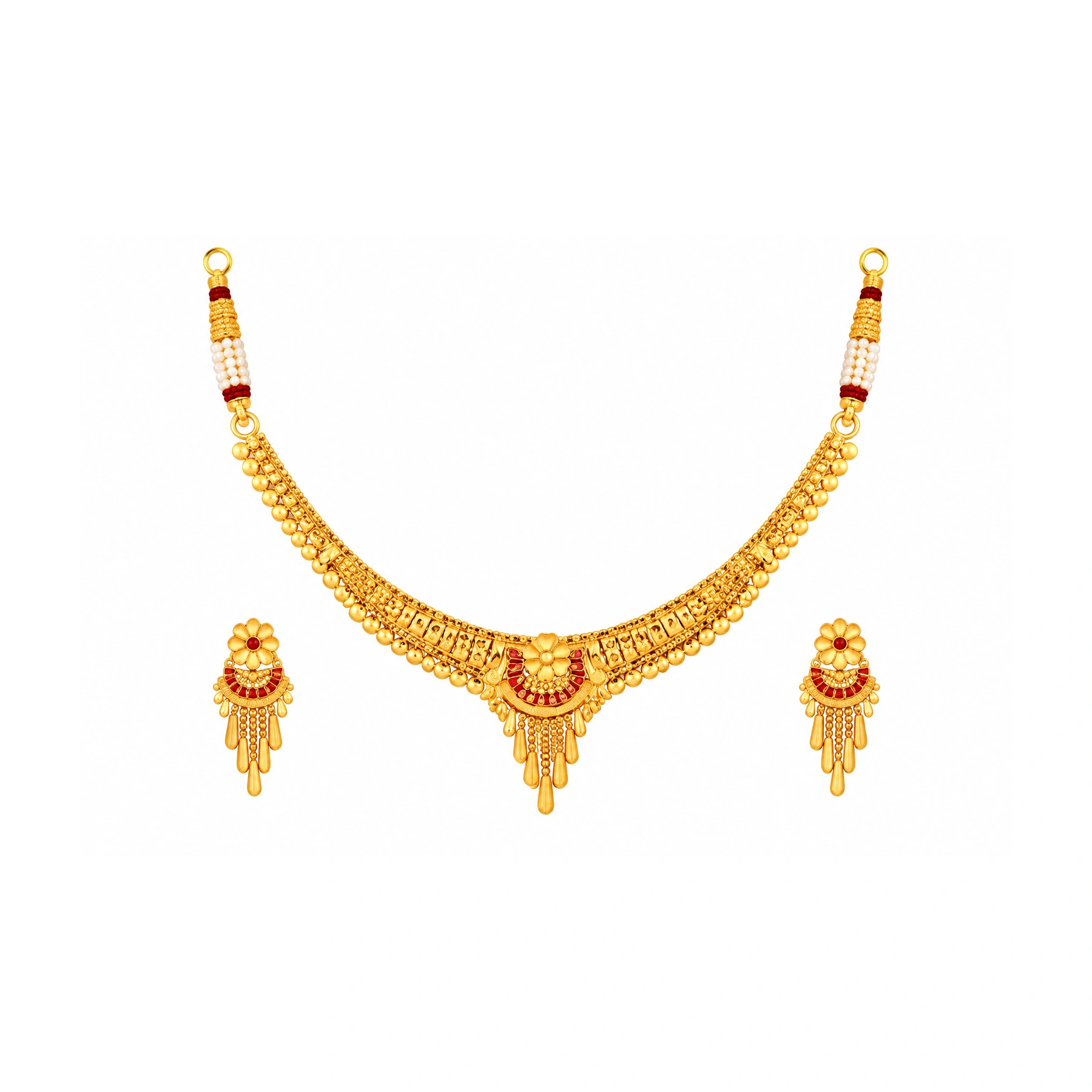 The GSS025614583 Gold Short Necklace Set