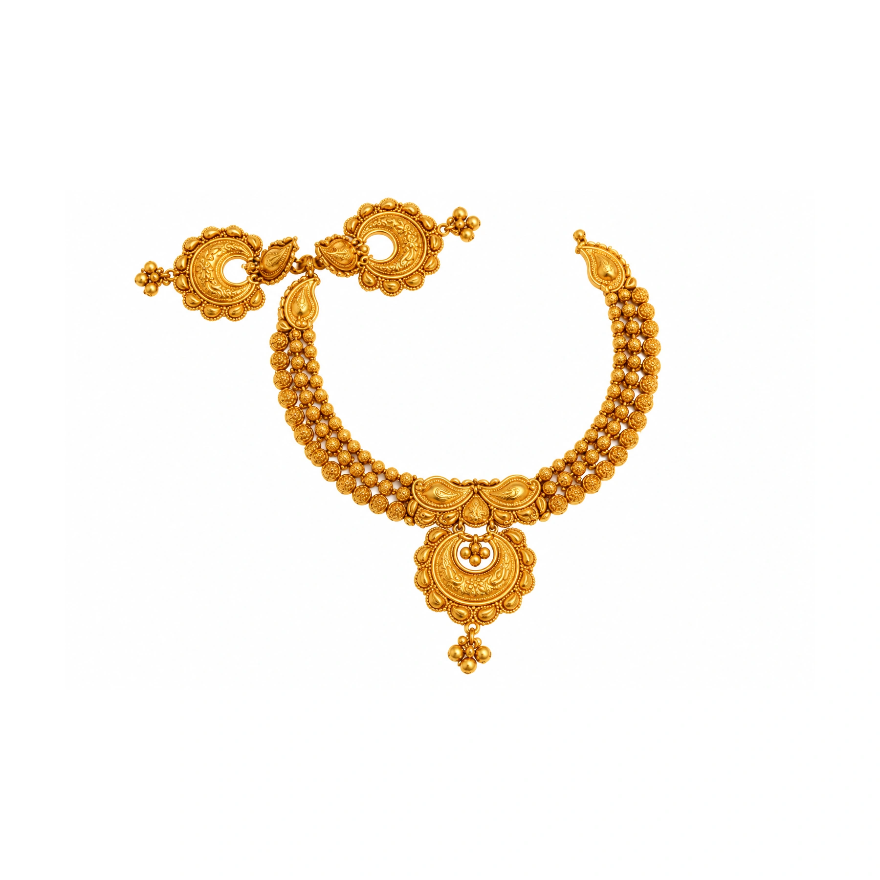 The GSS025615732 Gold Short Necklace Set
