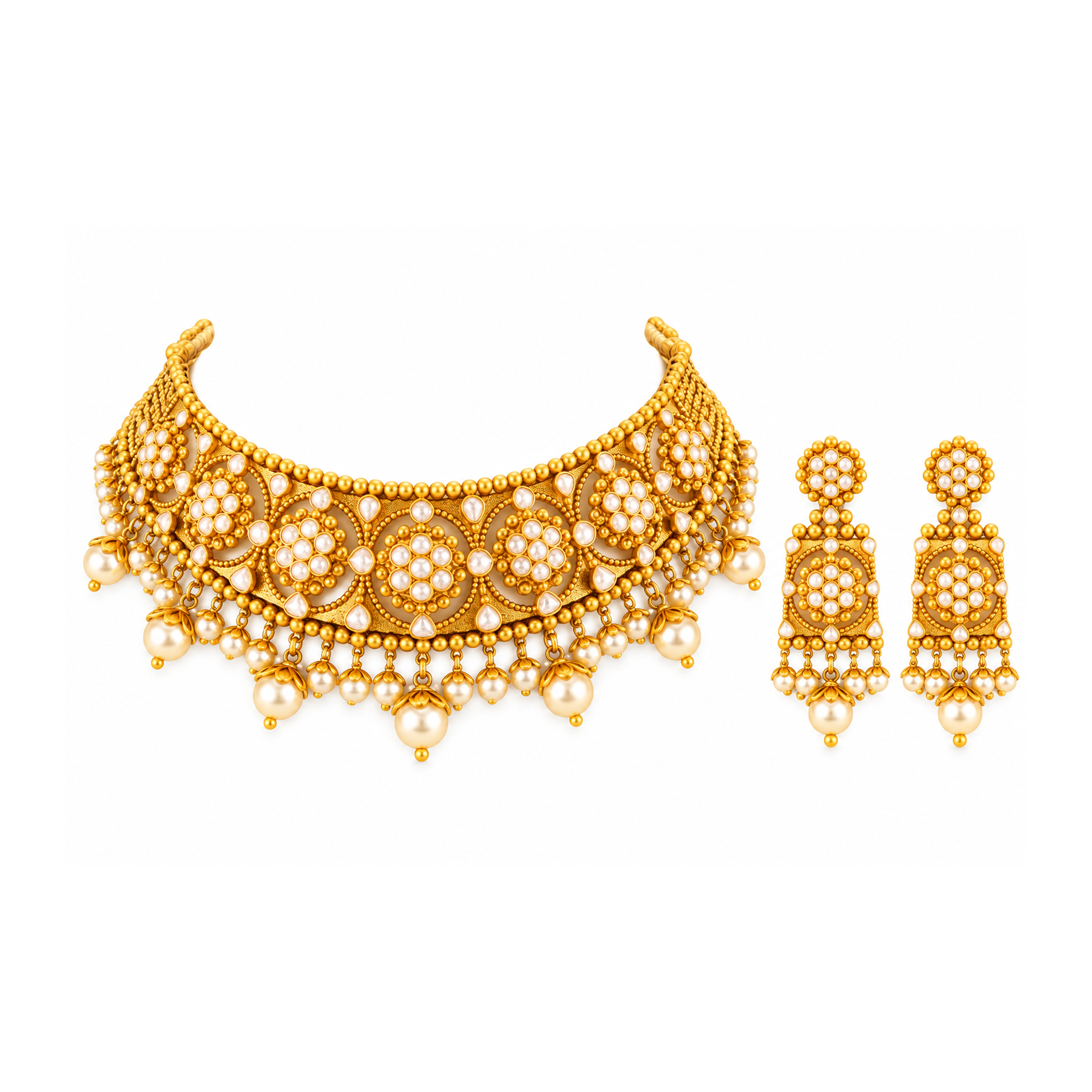 The GSS026110894 Gold Short Necklace Set