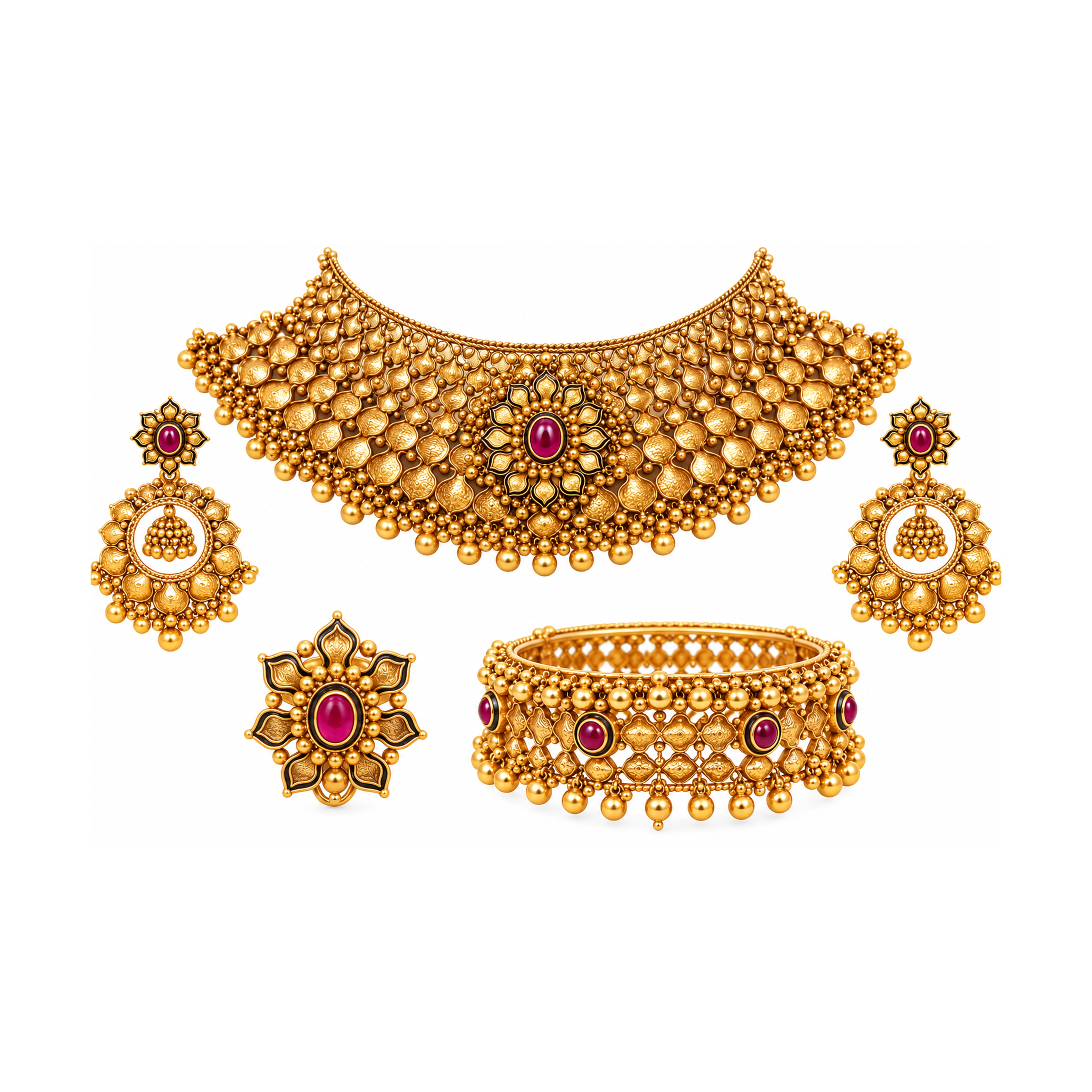 The GSS026110931 Gold Short Necklace Set