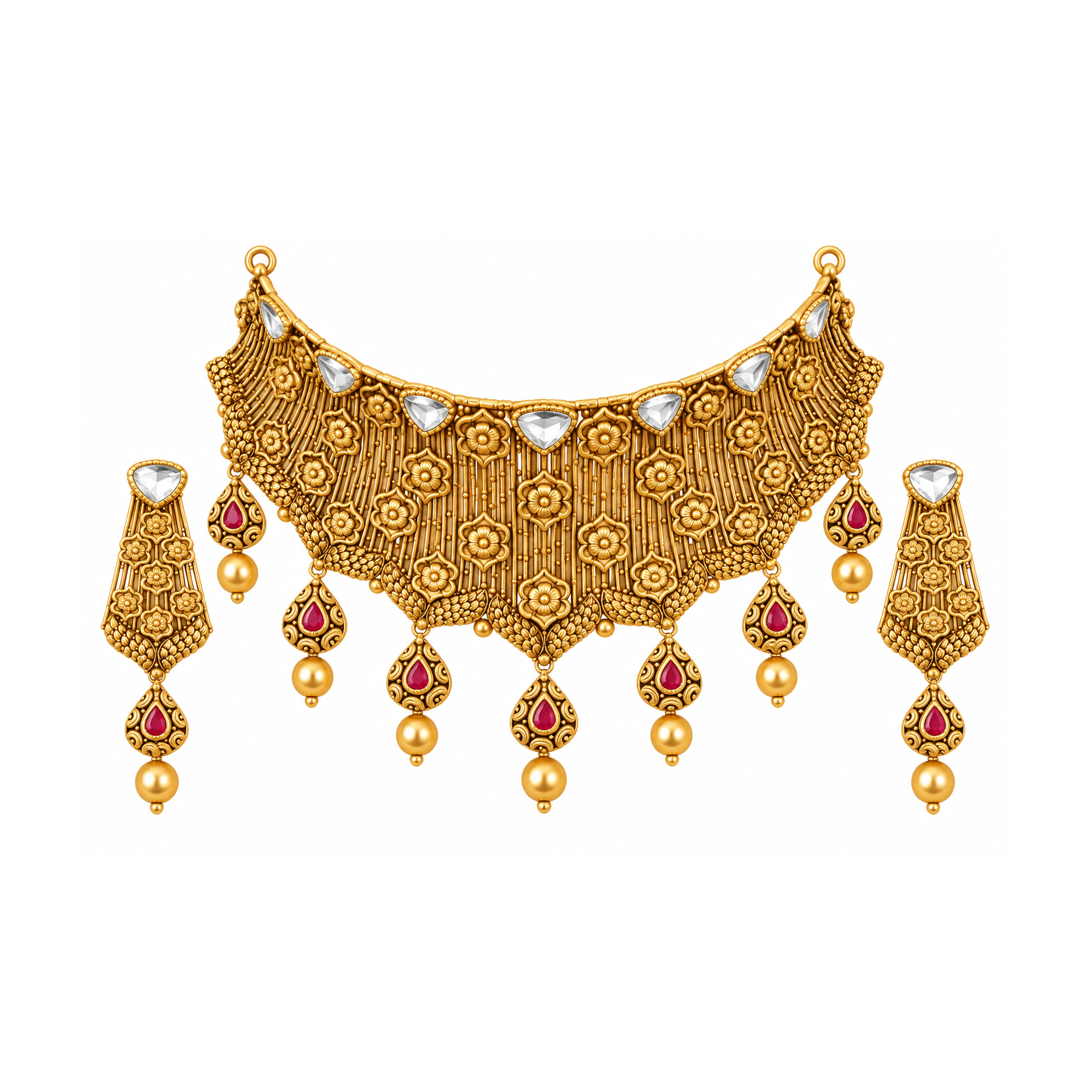 The GSS026110957 Gold Short Necklace Set