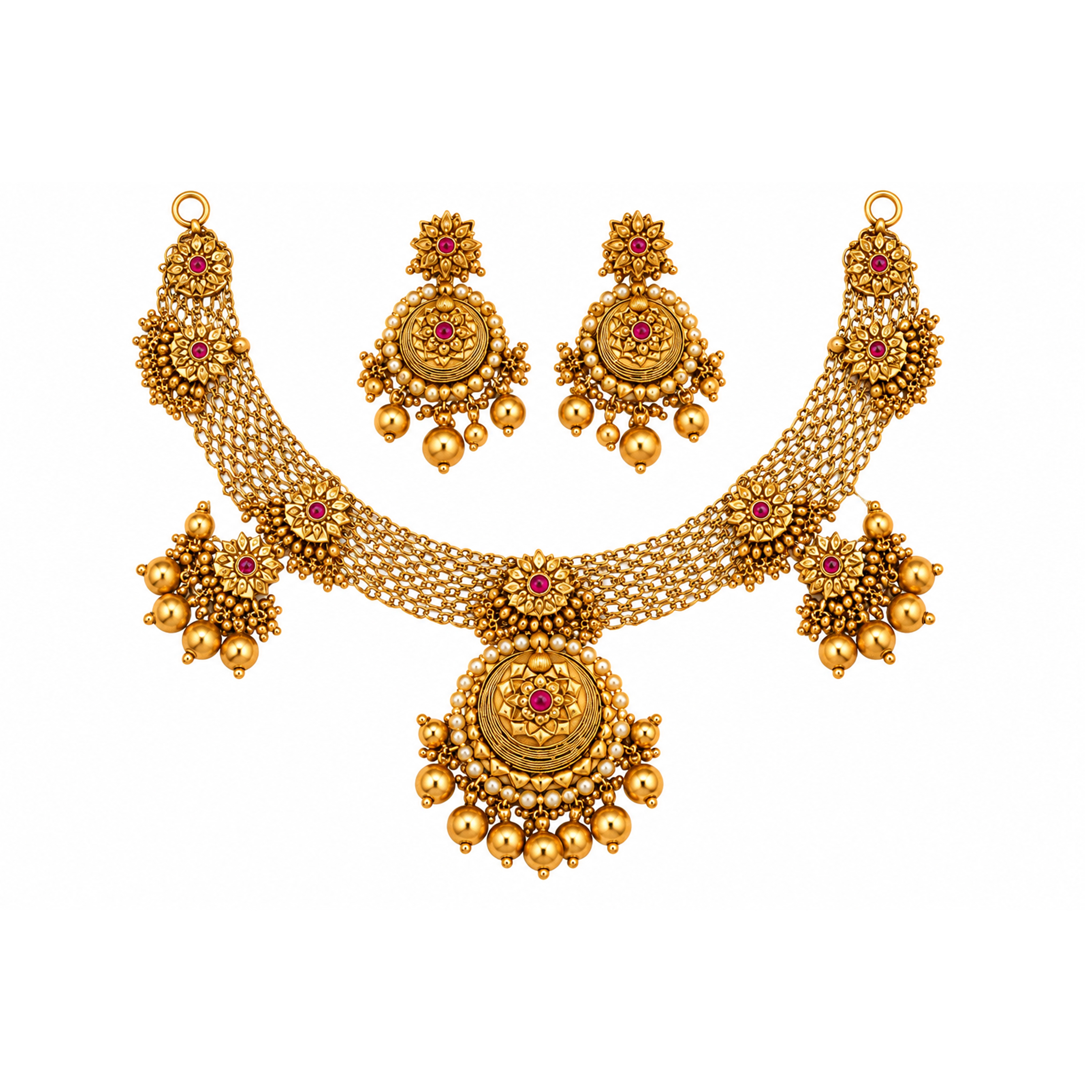 The GSS026110971 Gold Short Necklace Set