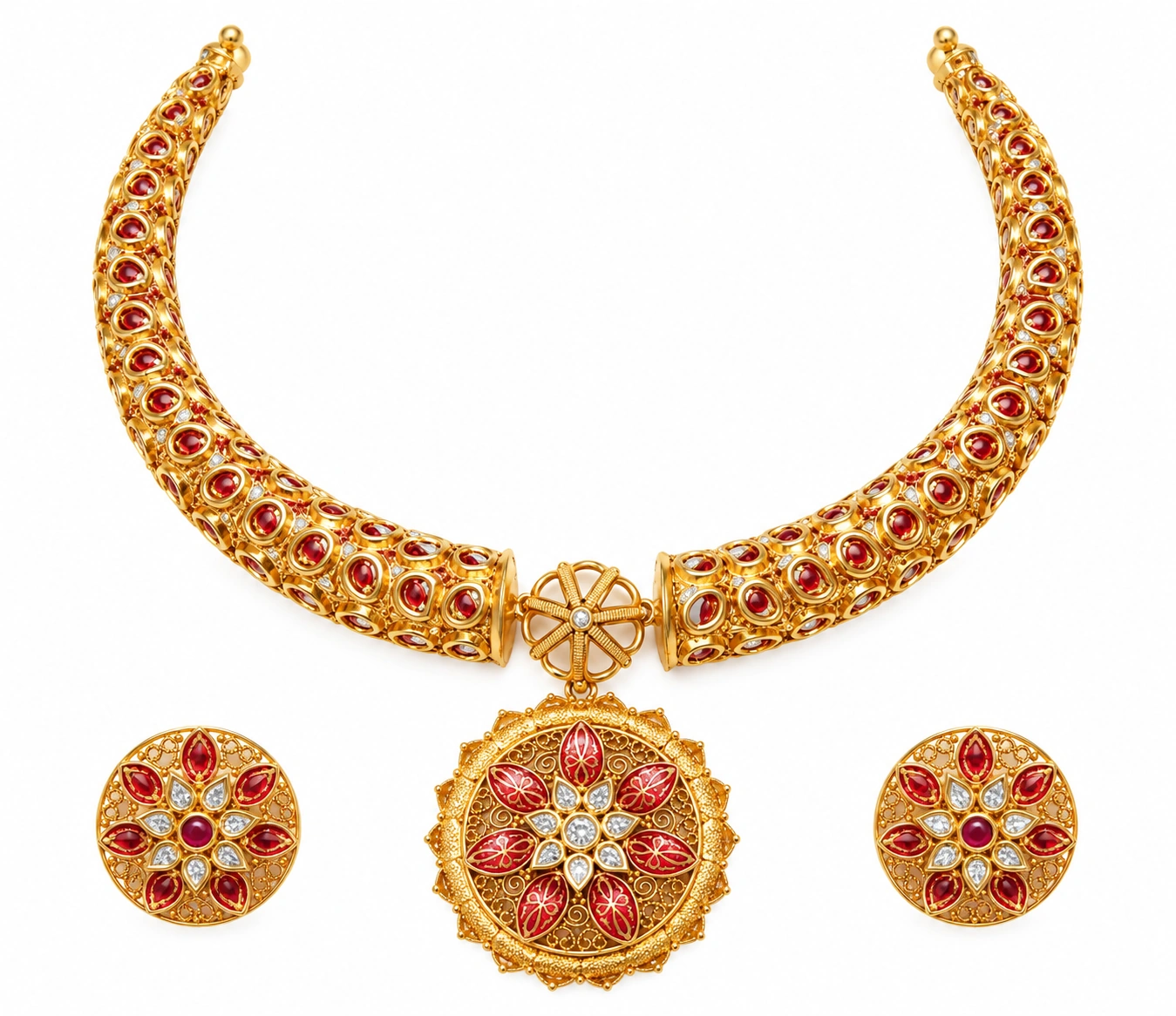 The GSS026111109 Gold Short Necklace Set