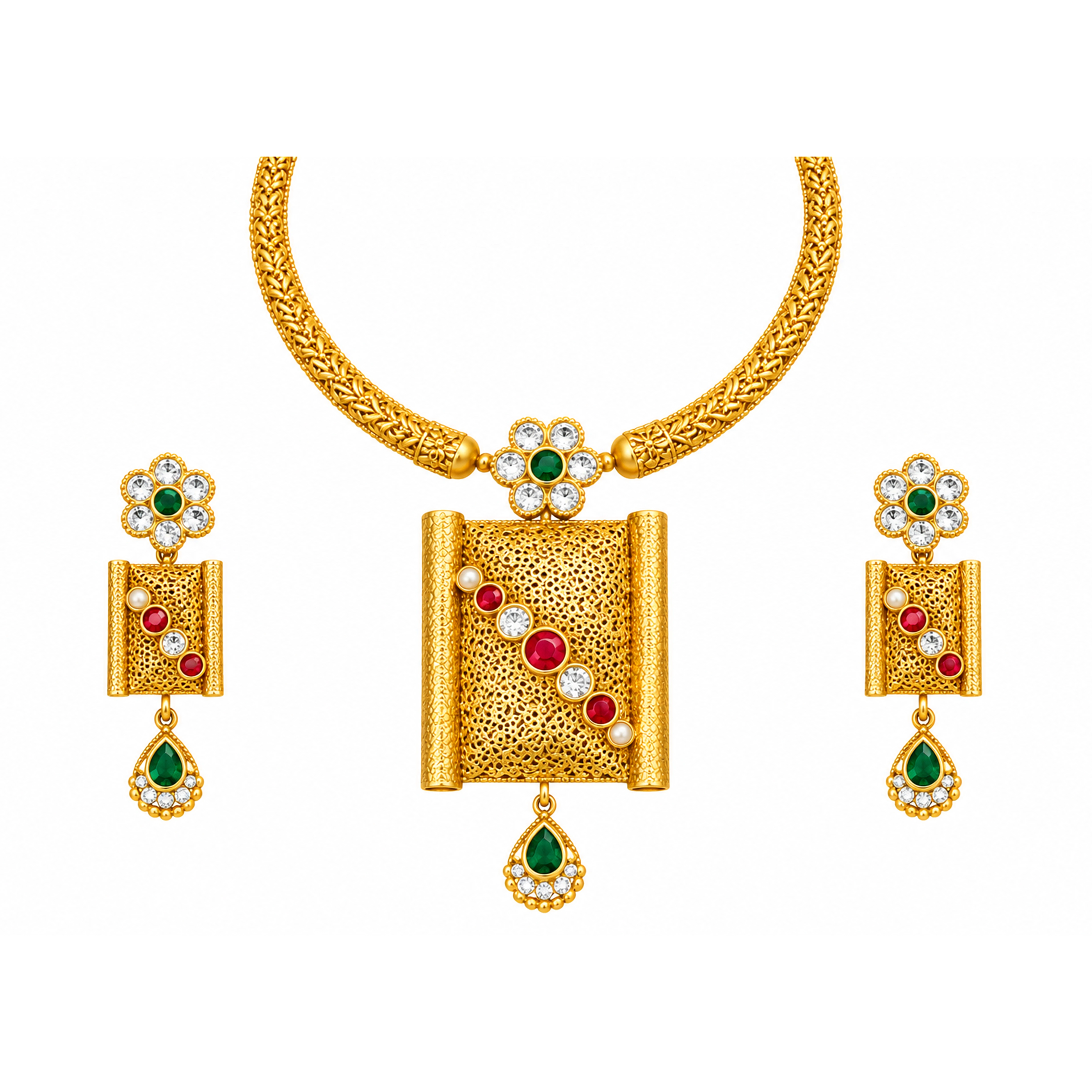 The GSS04790297 Gold Short Necklace Set