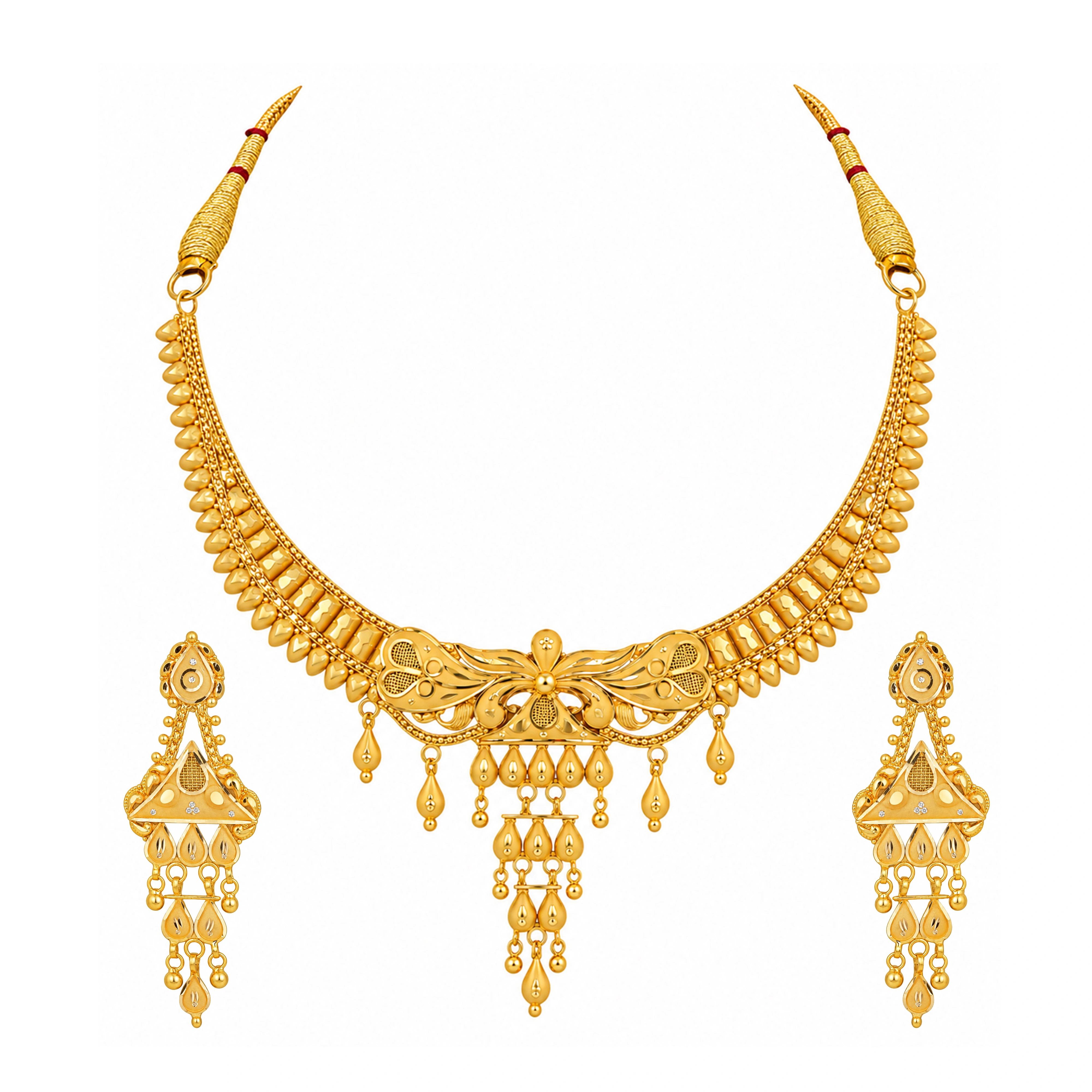 Sovereign Petal Gold Short Necklace Set