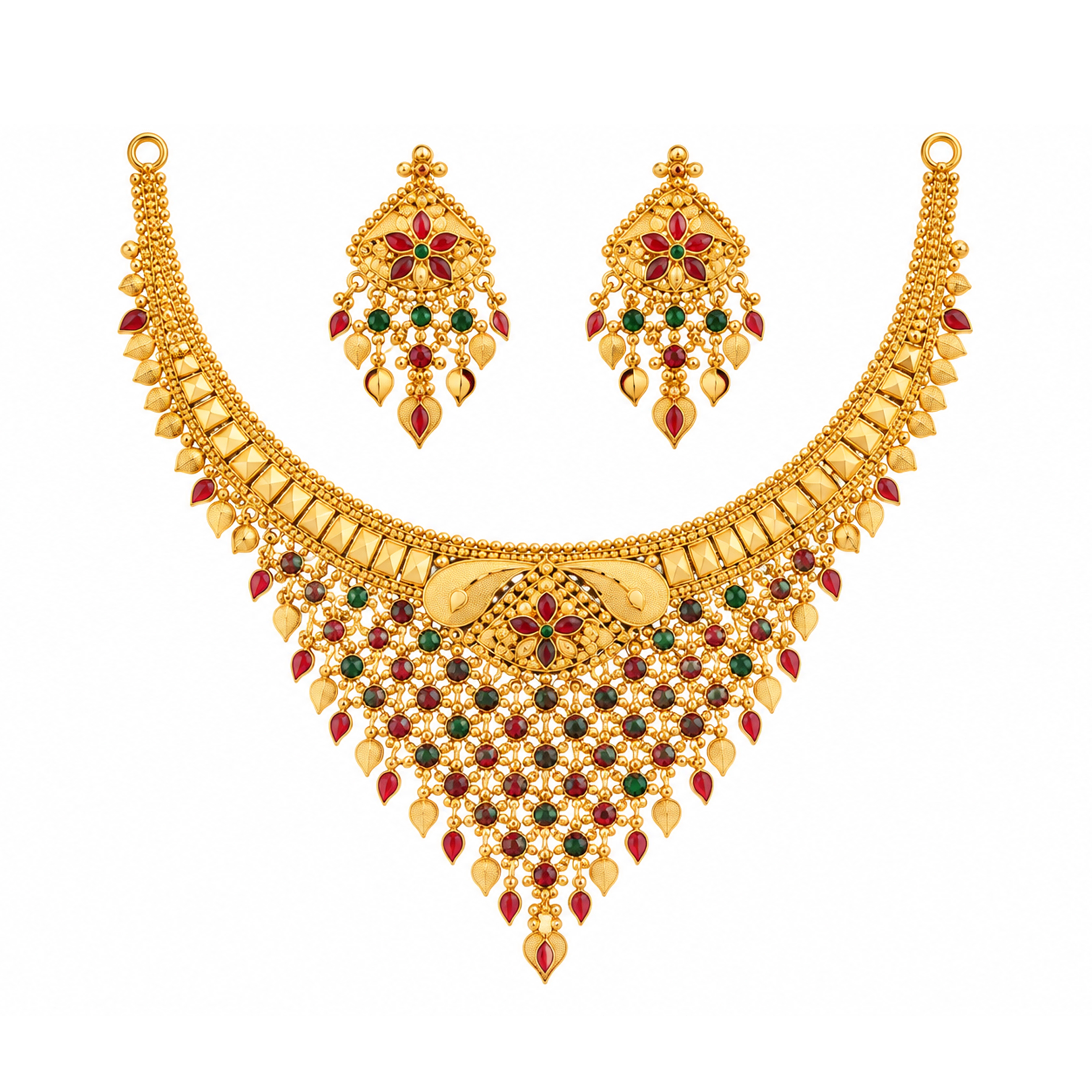 The GSS056410067 Gold Short Necklace Set