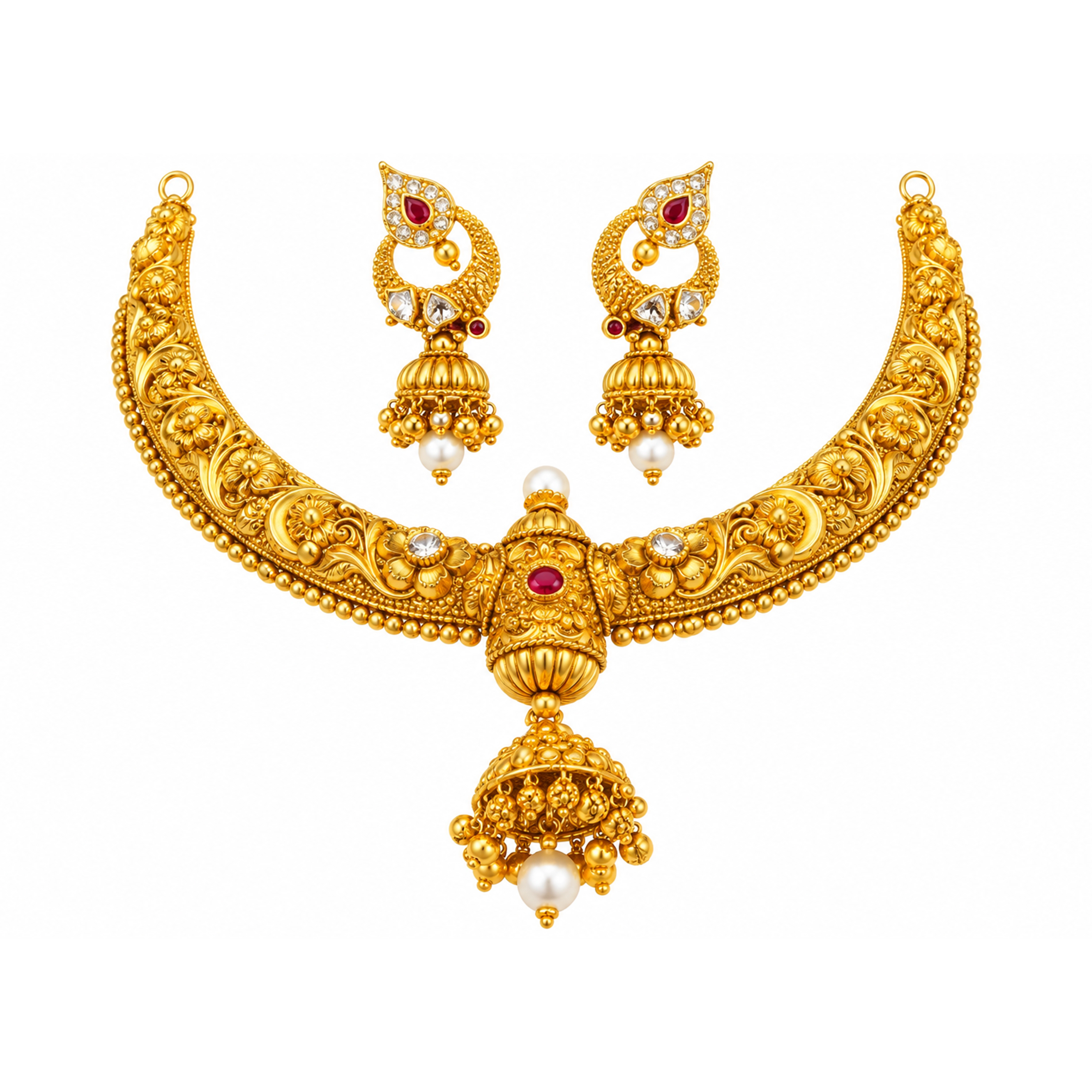 The GSS060310663 Gold Short Necklace Set