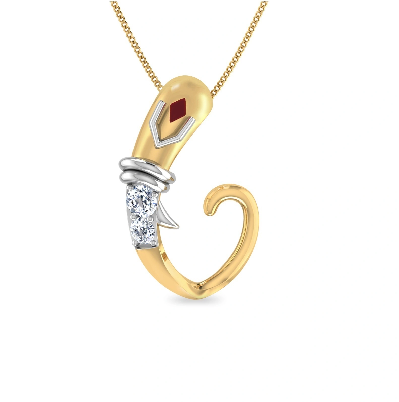 The Initial V Ganesha Diamond Pendant