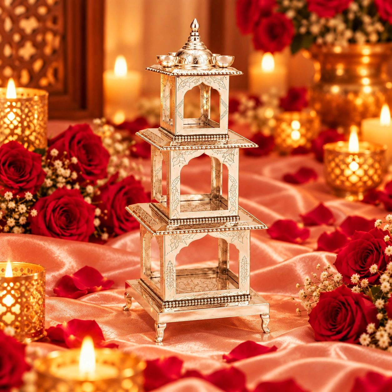 925 Silver Three-Tier Diwali Pooja Hatri