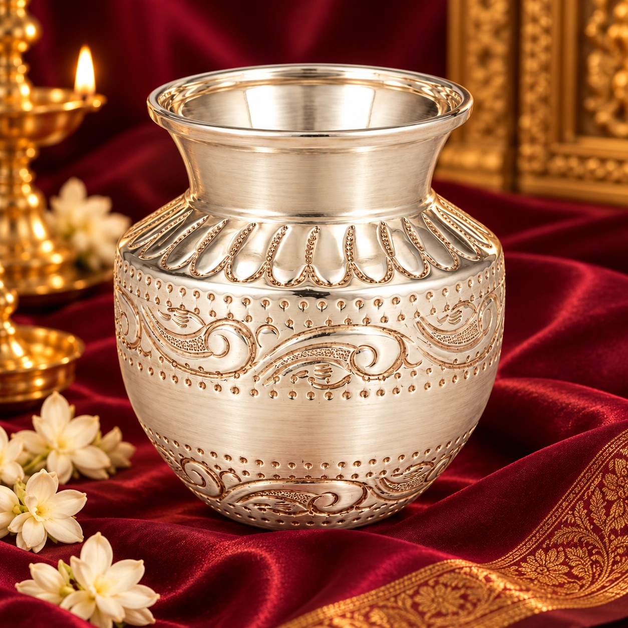 925 Silver Embossed Pattern Kalash