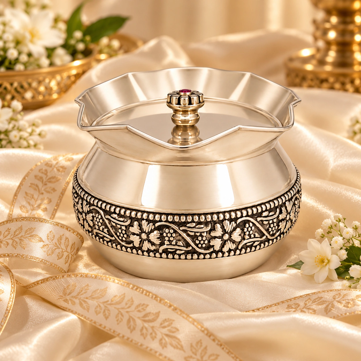 925 Silver Handi with Lid