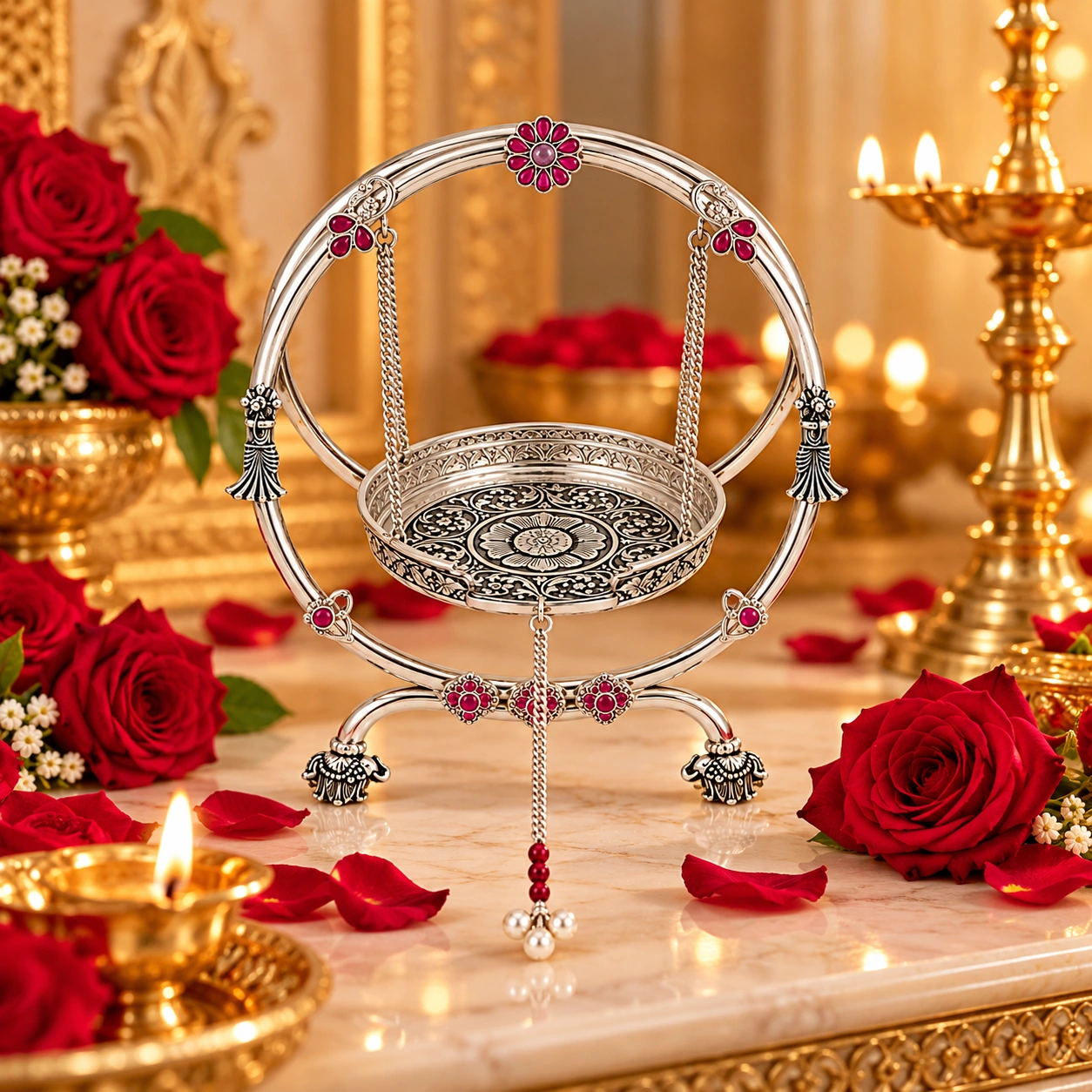 925 Silver Laddu Gopal jhula