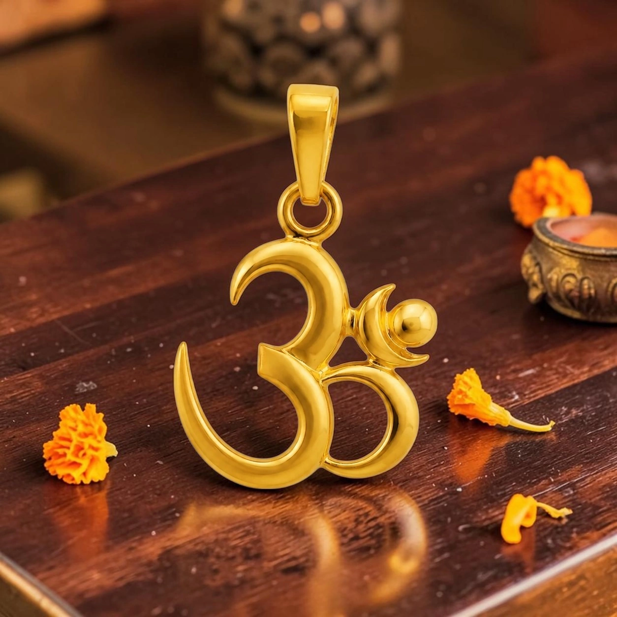 22KT Gold Om Symbol Religious Spiritual Charm Pendant