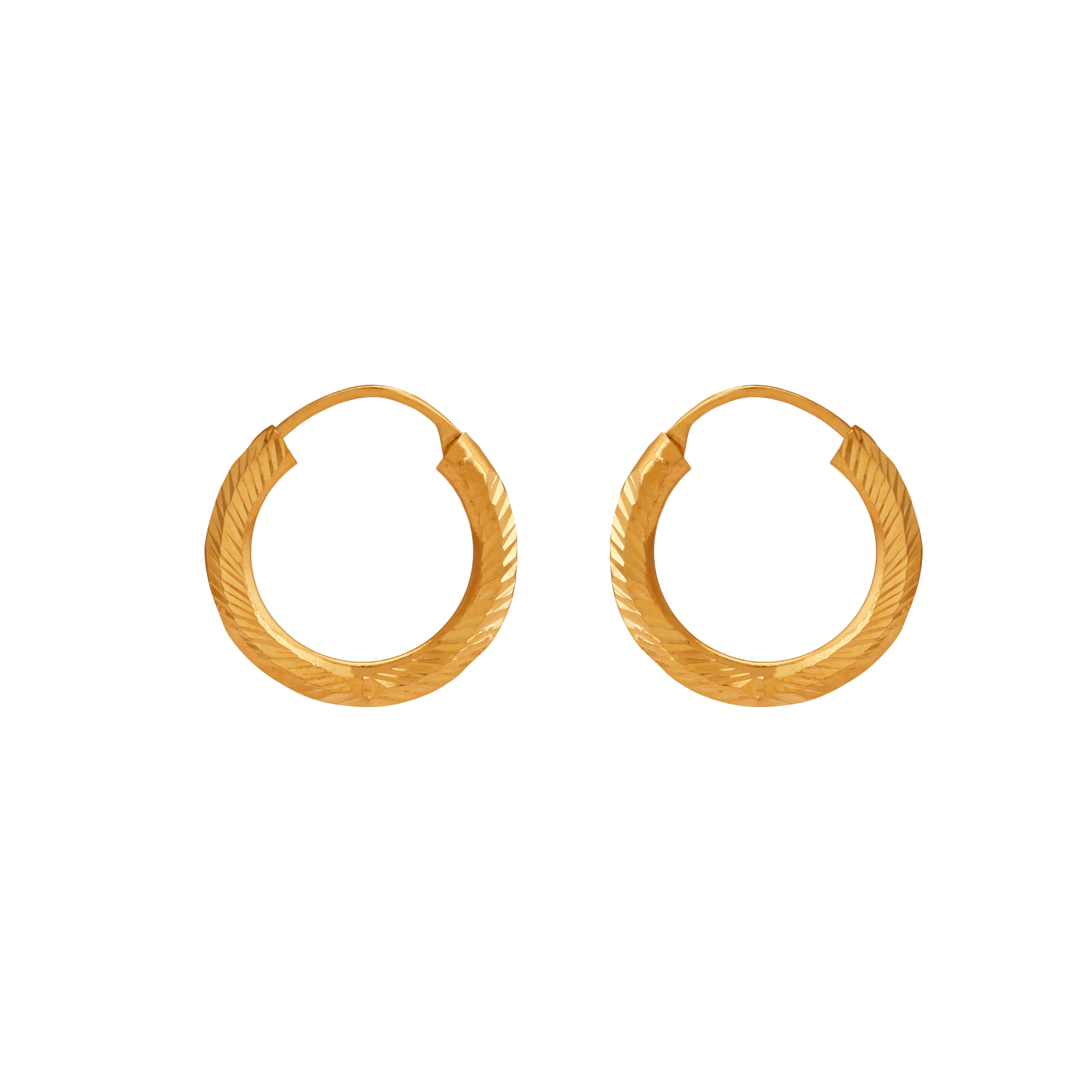 22kt Gold Classic Round Style Hoop Earrings
