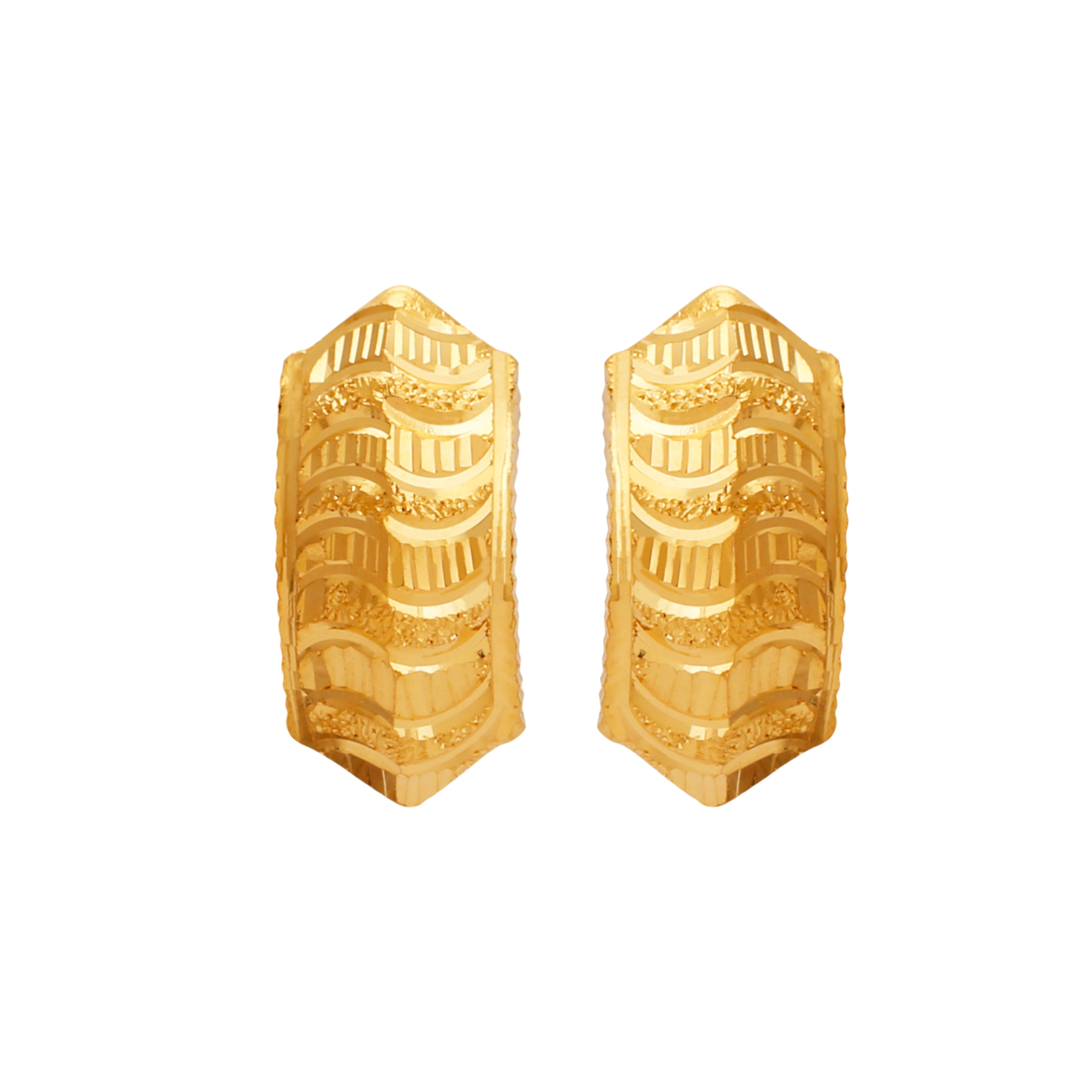22kt Gold Geometric Half Hoop Style Earrings