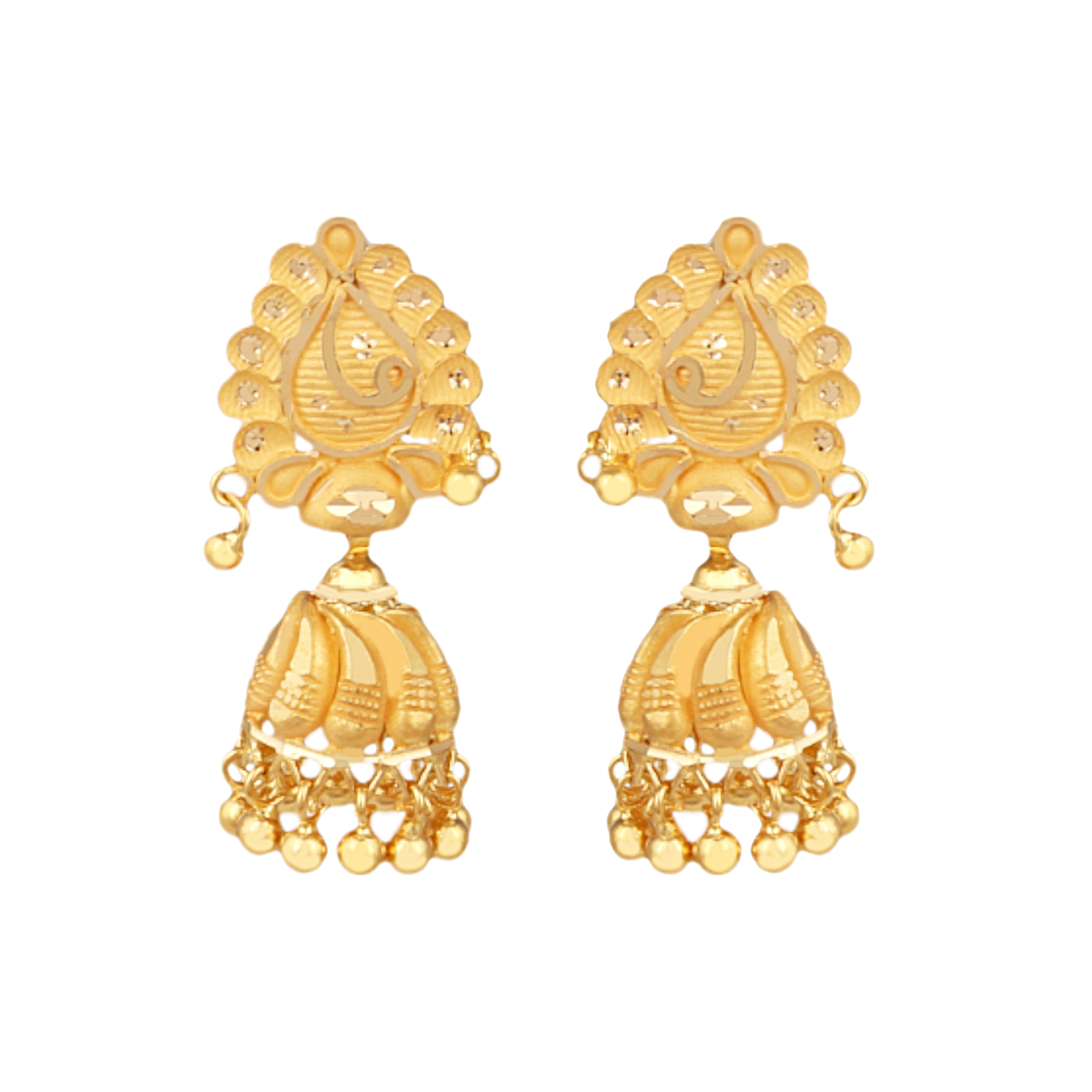 22kt Gold Traditional Indian Style Jhumka Earrings
