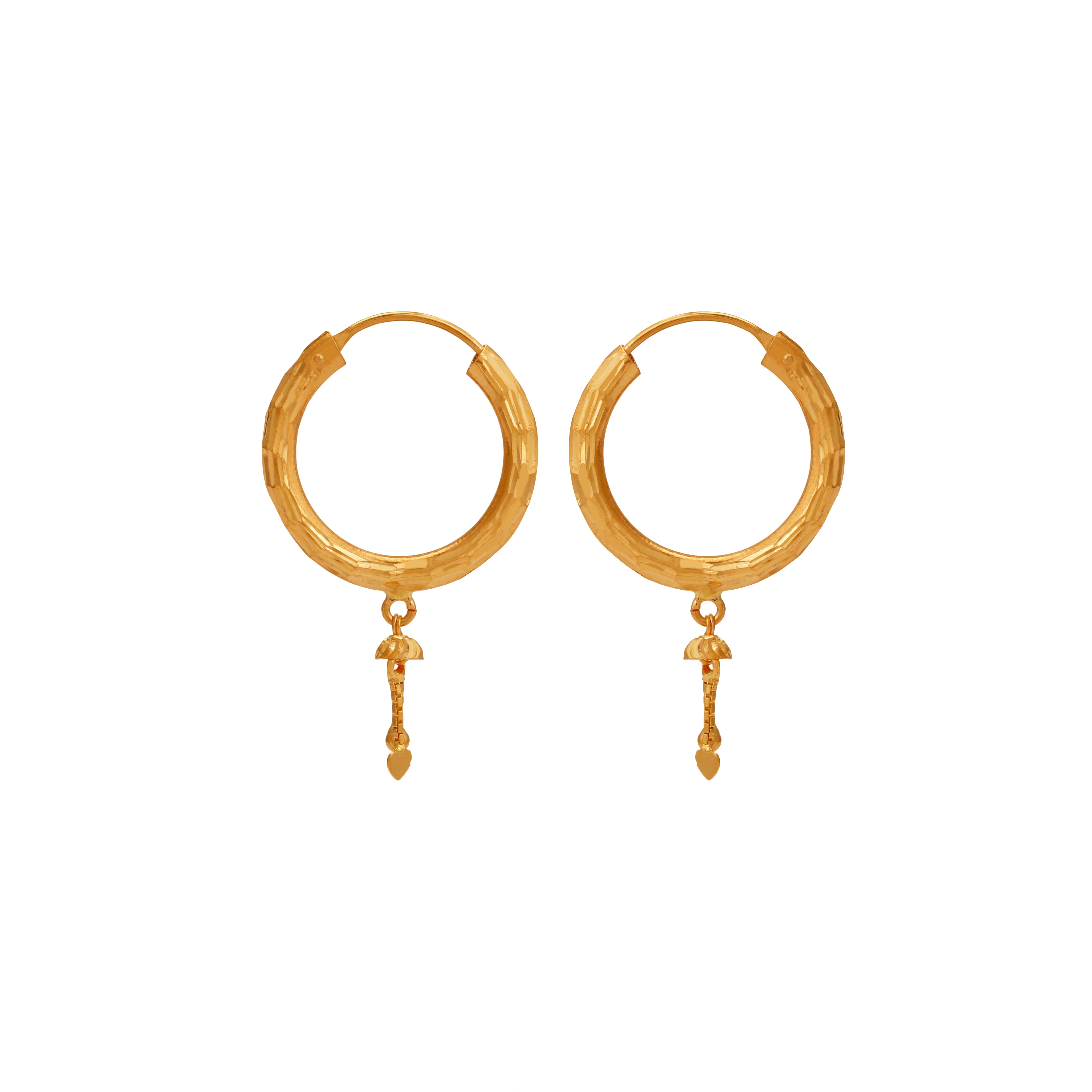 22kt Gold Hoop Earrings with Traditional Style
