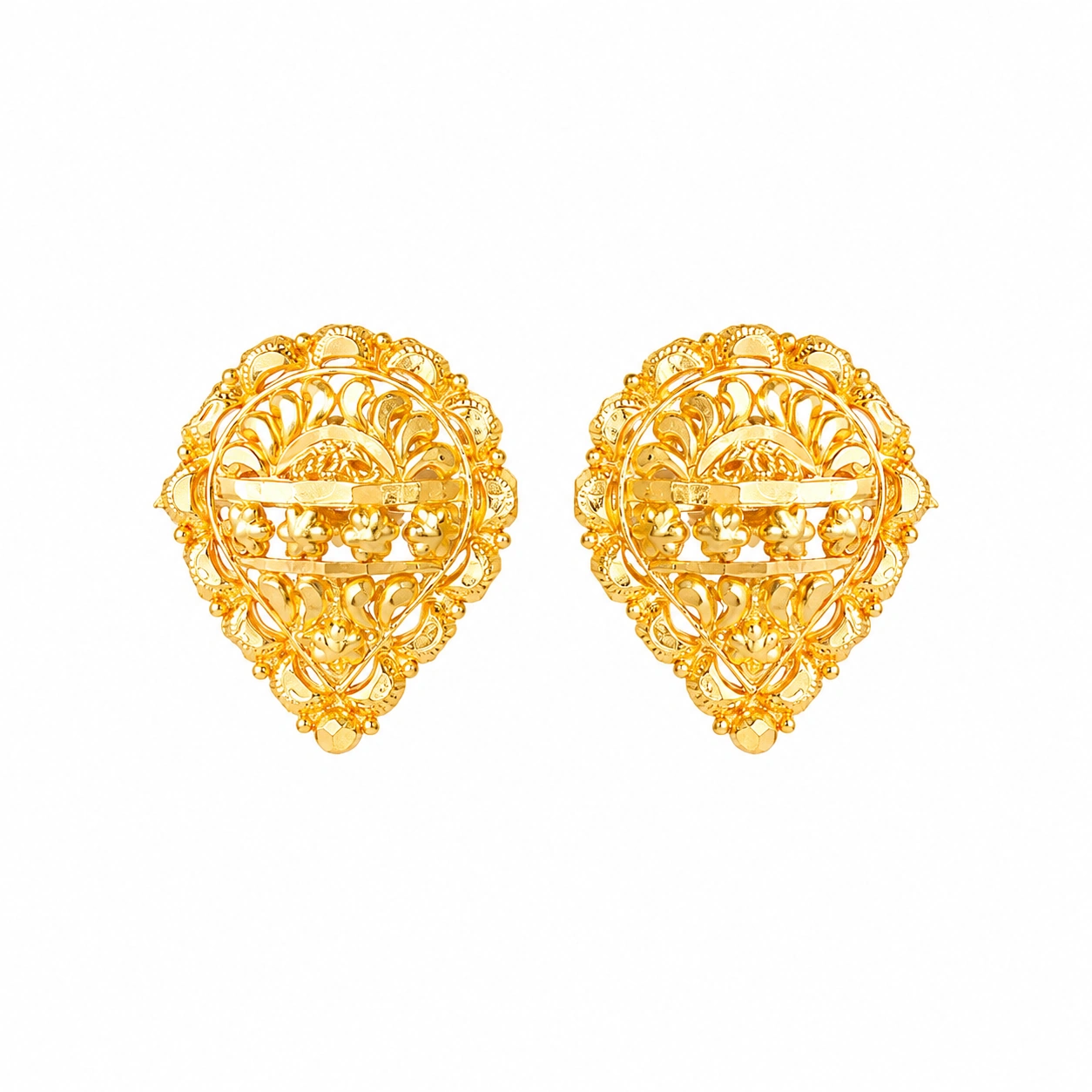 22kt Gold Traditional Teardrop Design Stud Earrings